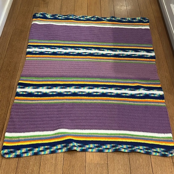 Vintage Throw Knitted Blanket SPECIAL 58" x 43" - Picture 2 of 5